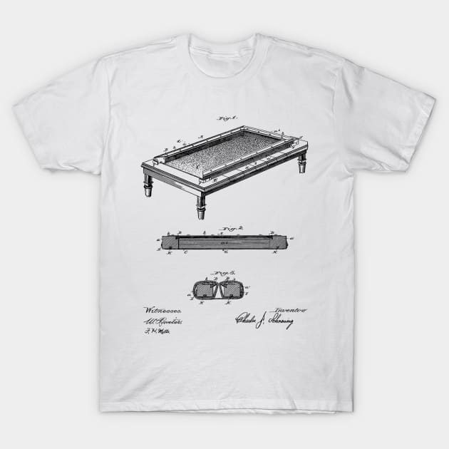 Folding Billiard Table Vintage Patent Hand Drawing T-Shirt by TheYoungDesigns